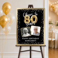 Joyeux 80e anniversaire 2 photos Noir