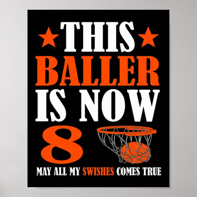 Poster Joyeux 8e anniversaire 8 ans Basketball 8e anniver (Devant)