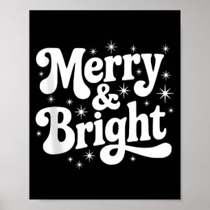 Poster Joyeux &amp; Lumineux Noël Rétro Groovy Fêtes 