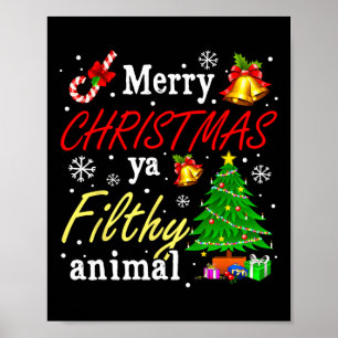 Poster Joyeux animal de Noël sale Ya Funny famille de Noë