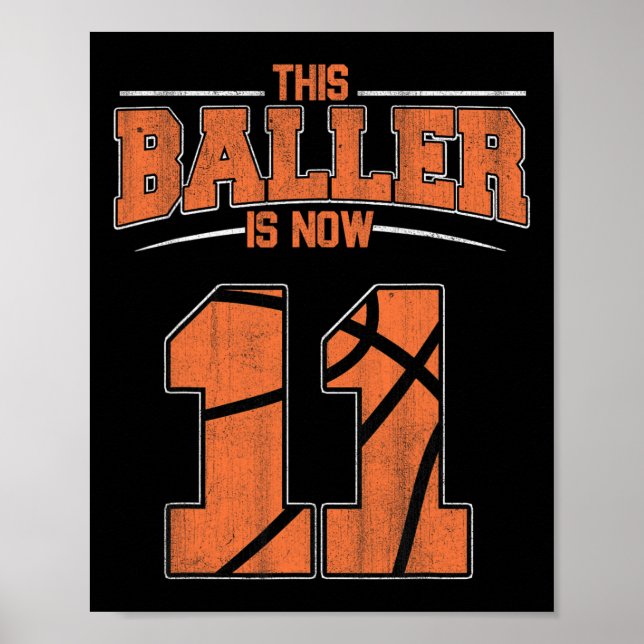 Poster Joyeux anniversaire 11e 11 ans Basketball Boys El (Devant)