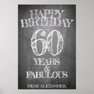 Poster Joyeux Anniversaire - 60 Ans & Fabuleux sur tablea