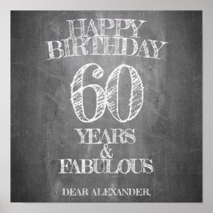 Poster Joyeux Anniversaire - 60 Ans & Fabuleux sur tablea