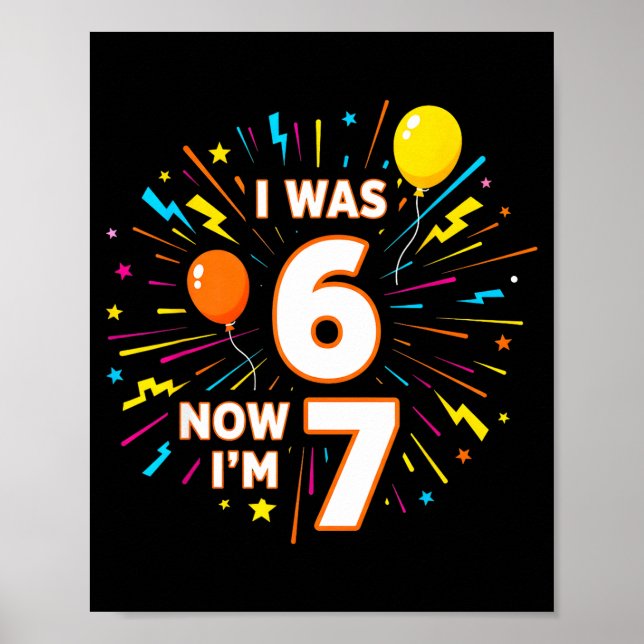 Poster Joyeux Anniversaire 7 Ans J'avais 6 Ans Maintenant (Devant)