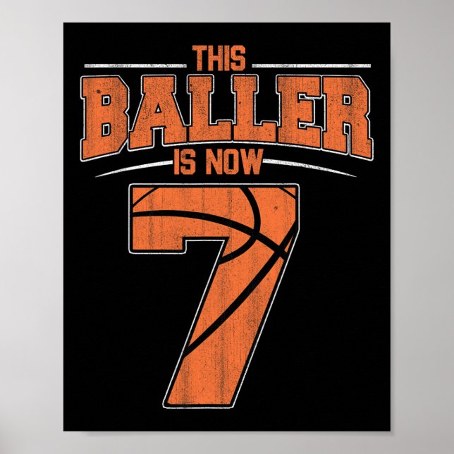 Poster Joyeux Anniversaire 7e 7 ans Basketball Garçons Se (Devant)