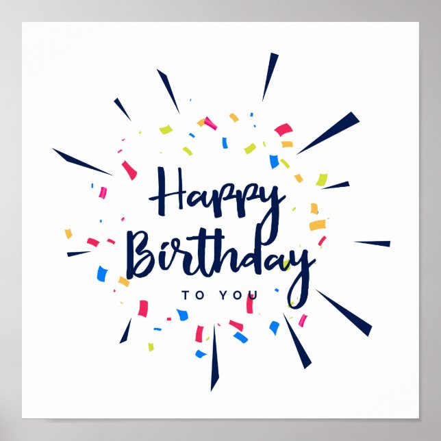 Poster Joyeux anniversaire à vous confetti (Devant)