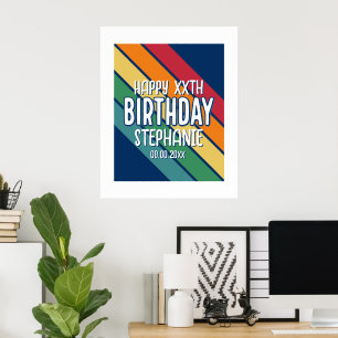 Poster Joyeux anniversaire - Ajouter année et nom avec de