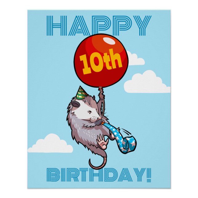 Poster Joyeux anniversaire ! Ajouter L'Âge Opossum & Ball (Devant)