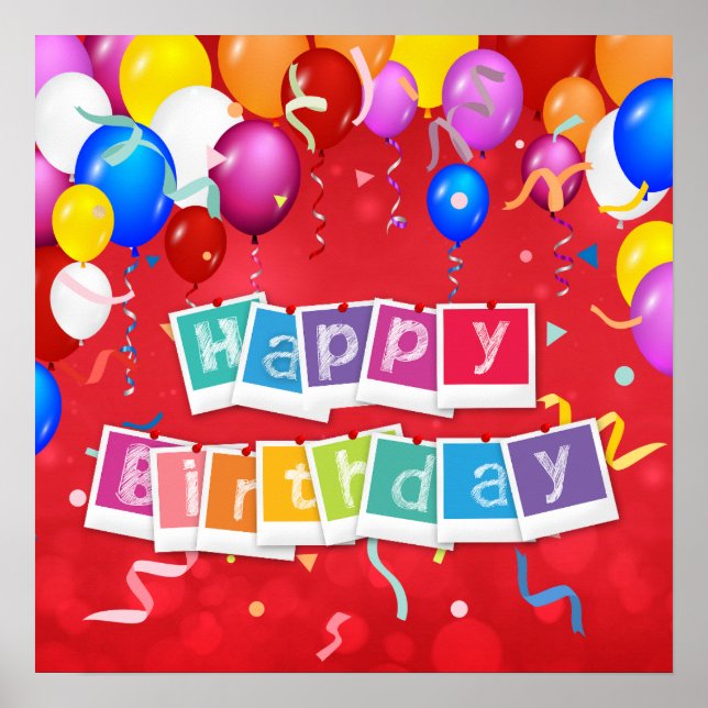 Poster Joyeux Anniversaire, Amusant et Festif, (Devant)