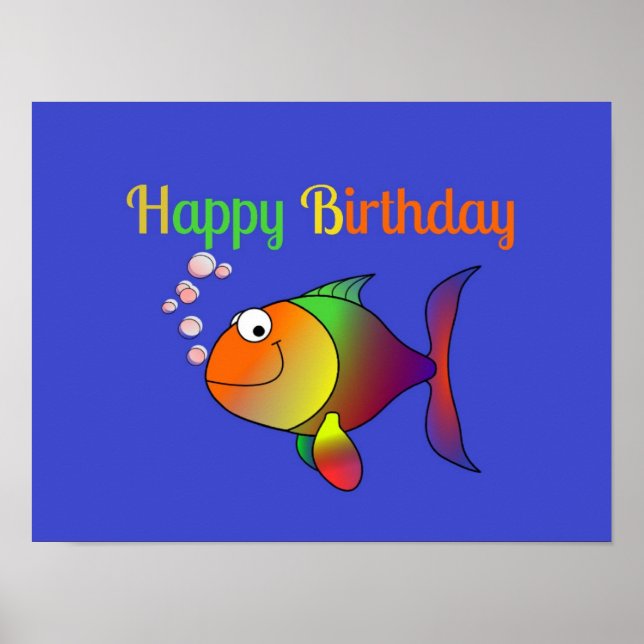 Poster Joyeux Anniversaire, Bubbles le Poisson, (Devant)