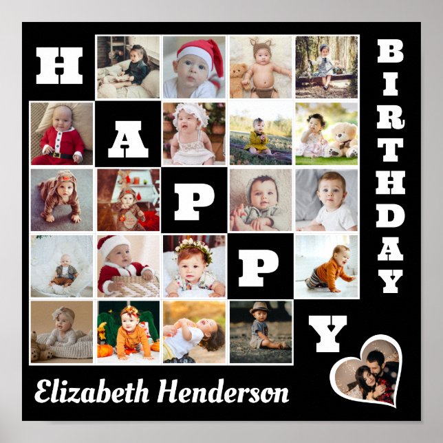 Poster Joyeux anniversaire Custom 21 Photo Collage Cadeau (Devant)