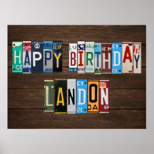 Poster Joyeux anniversaire Custom License Plate Signal LA