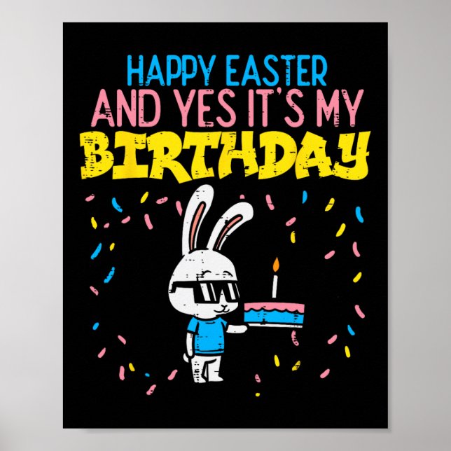 Poster Joyeux Anniversaire de Pâques Bunny Cake Anniversa (Devant)