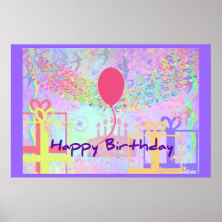 Poster Joyeux anniversaire et meilleurs voeux One Ballon