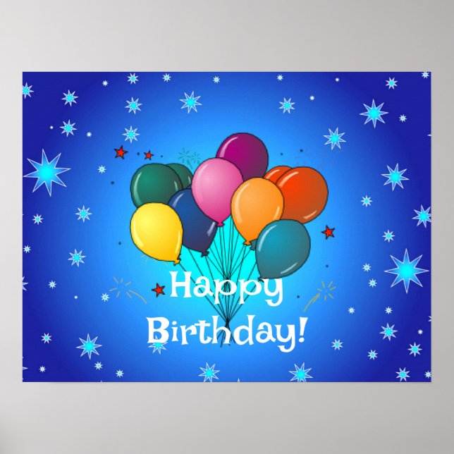 Poster Joyeux anniversaire, fête d'anniversaire (Devant)