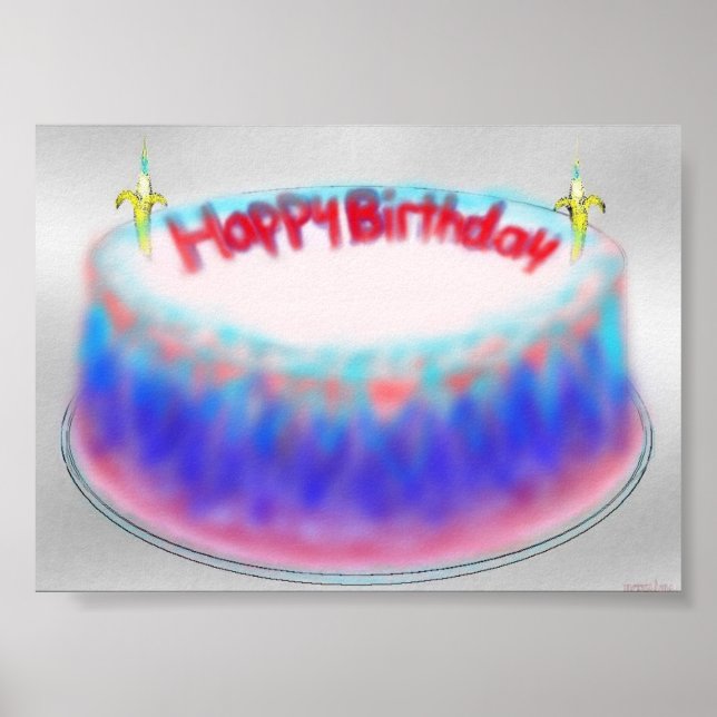 Poster Joyeux anniversaire Gélatine imprimé gâteau de mon (Devant)