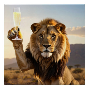 Poster Joyeux Anniversaire Lion - Félicitations -