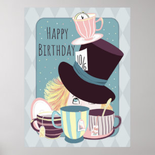 Poster Joyeux anniversaire Mad Hatter Tea Party