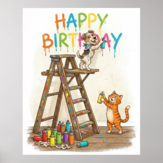Poster Joyeux anniversaire mignon