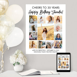 Poster Joyeux Anniversaire moderne Script Photo Collage P