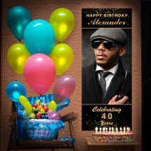 Joyeux Anniversaire Photo Party Événement Gold Bla