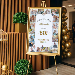 Poster Joyeux Anniversaire pour 60 Ans Collage de Photos