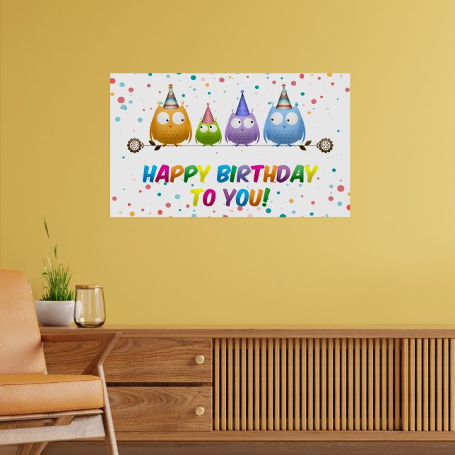 Poster Joyeux Anniversaire pour vous, Chouettes de Hoot, (Salon 2)