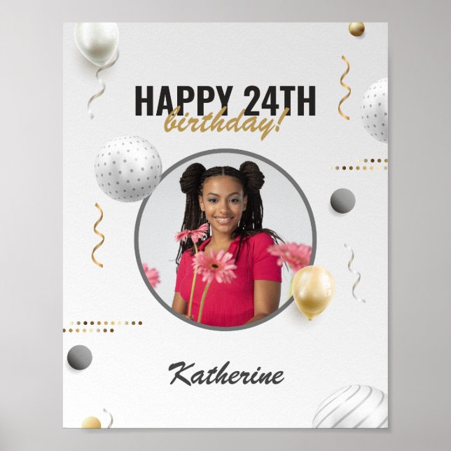 Poster Joyeux Anniversaire simple personnalisé cadeau pho (Devant)