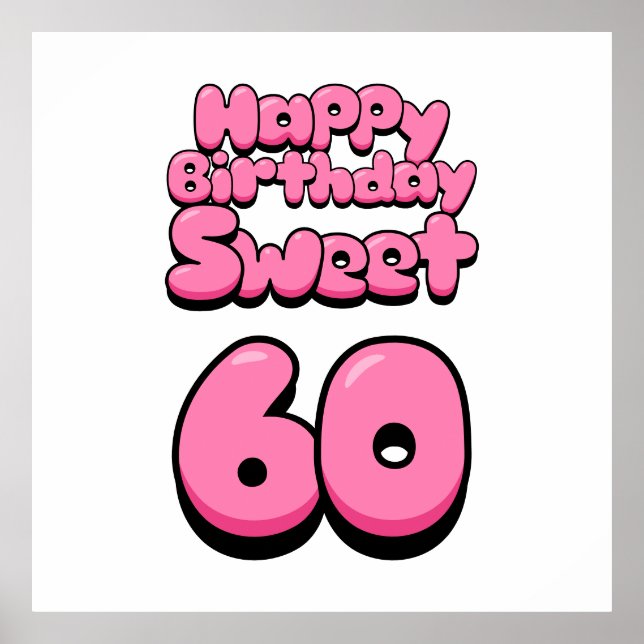 Poster Joyeux Anniversaire Sweet 60 (Devant)
