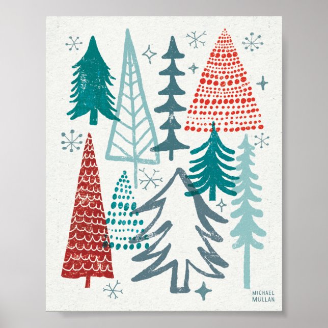 Poster Joyeux Arbres de Noël (Devant)