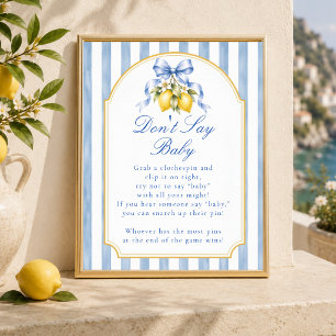 Poster Joyeux Baby Shower Amalfi Lemon - Panneau de jeu N