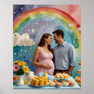 Poster Joyeux Baby shower avec maman et papa