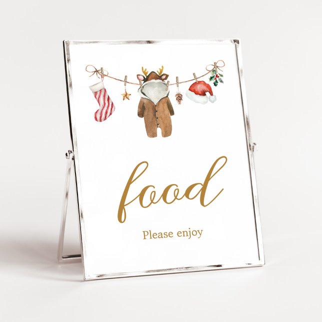 Poster Joyeux Baby shower de vêtements de Noël (Merry Little Clothes Baby Shower Food Sign)
