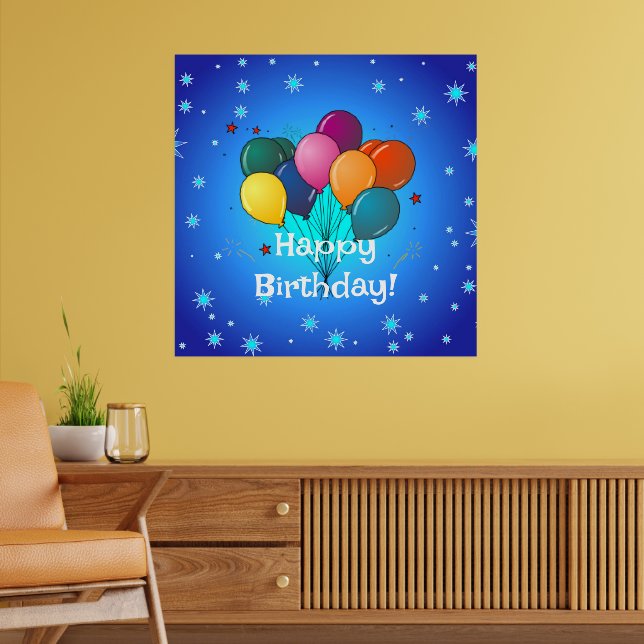 Poster Joyeux Ballons de fête d'anniversaire (Salon 2)
