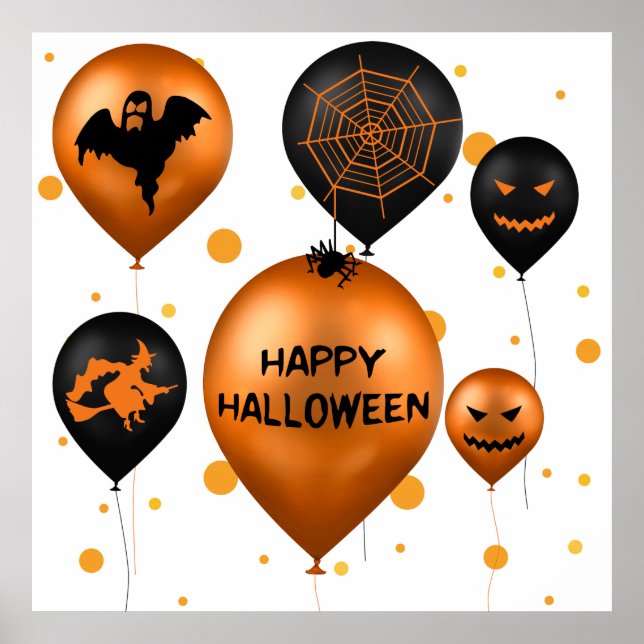Poster Joyeux Ballons du parti Halloween (Devant)