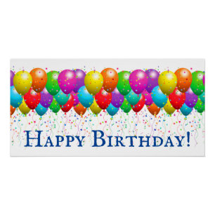 Poster Joyeux Balloon Et Confetti Anniversaire