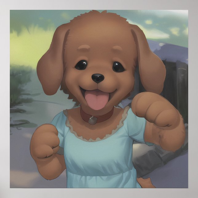 Poster Joyeux bébé chiot pour un amoureux des chiens (Devant)