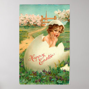 Poster Joyeux bébé de Pâques Vintage
