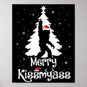 Poster Joyeux BisouDrôle Noël Bigfoot Yéti Sasquatch