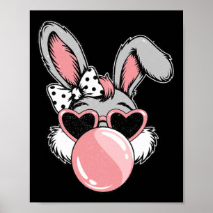Poster Joyeux Bunny de Pâques Coquette Bow Brushstroke Pâ