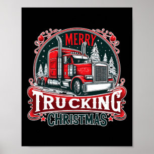 Poster Joyeux Camion Cool de Noël Chauffeur de camion Fun