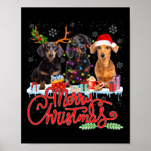 Poster Joyeux Chiens de Noël Chiens de Père Noël Reindeer