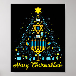 Poster Joyeux Chrismukkah Menorah Arbre de Noël Chanukah