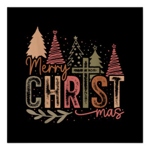 Poster Joyeux Christ Mas Noël Foi Chrétienne Jésus C