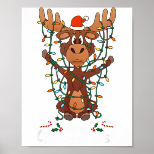 Poster Joyeux Christmoose Noël Mooses Xmas Arbre Lumineux