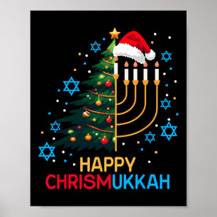 Poster Joyeux Christmukkah Joyeux Noël Hanoukka juif