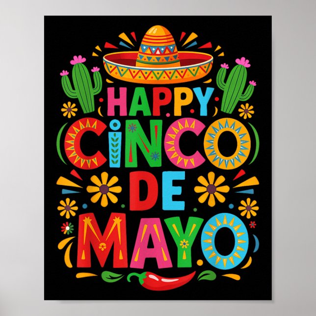 Poster Joyeux Cinco De Mayo Fiesta Parti Mexicain Hommes  (Devant)