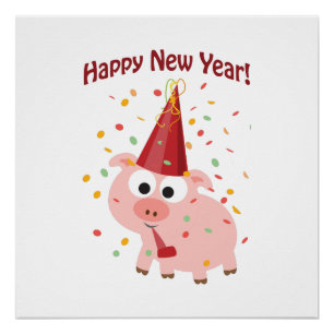 Poster Joyeux Cochon du Nouvel An