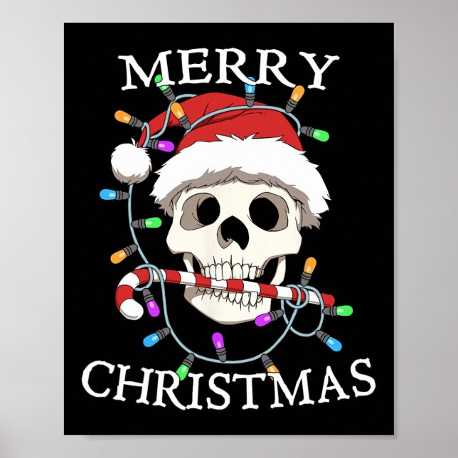 Poster Joyeux crâne de Noël Squelette Hommes Femmes (Devant)