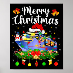 Poster Joyeux Cruisemas Éclairage Xmas Santa Bateau de Cr